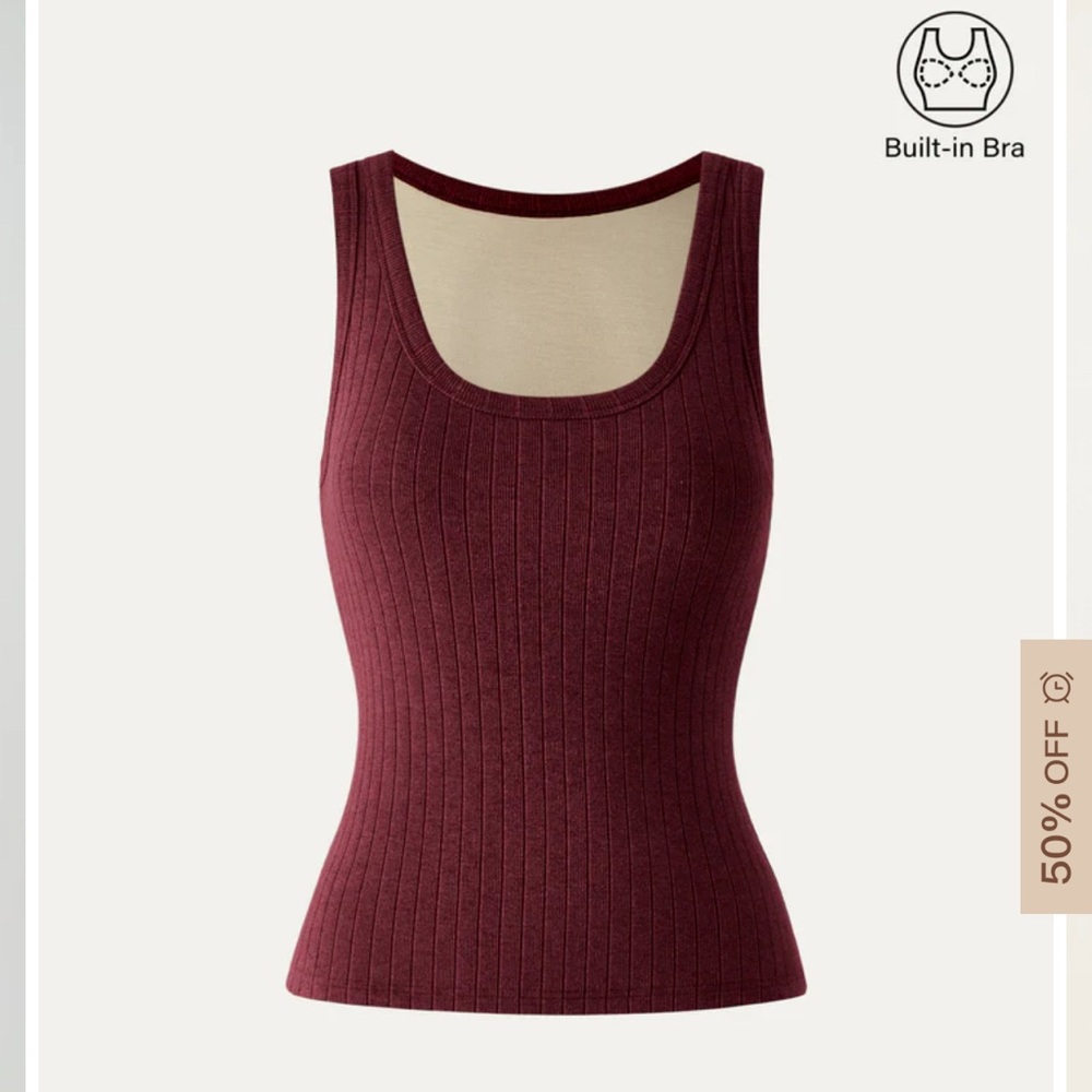 OGL Burgundy & Grey Ribbed Tank Top